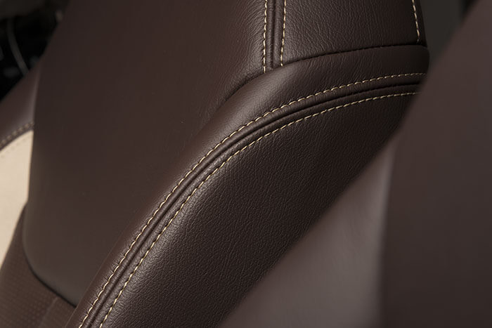 Brown Jeep Wrangler Leather Seat Close Up